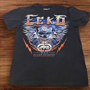 Ecko Unlimited MMA‎ Graphic T-Shirt Skull Wings Short Sleeve Black Medium